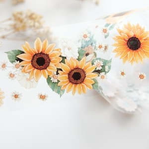 Zonnebloemen PET-tape 90 cm van Loidesign // transparante zonnebloemtape voor planning of scrapbooking en journaling