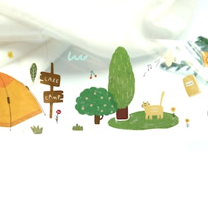 Doorzichtige PET-tape van 120 cm Let's go camping van Youdian Studio|| Sample PET-tape voor dagboek, scrapbooking, handgemaakte kaart, planner, verjaardagscadeau
