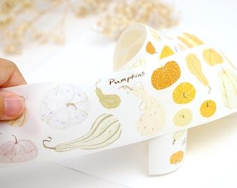 Cinta Washi precortada con diseño de calabaza de LULU Studio para decorar agendas, diarios, álbumes de recortes y cuadernos, muestra de 100 cm de bucle.