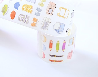 Pre-cut Washi Tape Daily Life Little Items Miao, planner journal scrapbook notebook decoration, 100cm loop sample