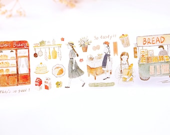 Pre-cut PET Tape Bakery Daily Life Yier Studio for planner journal scrapbook notebook decoration, 100cm loop sample