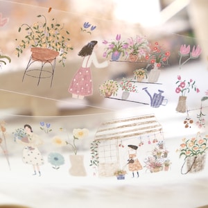 About Flowers PET Tape Wanle studio stationery ll 100cm washitape sample for journal decoration ll gift wrapping tape ll Floral stickers