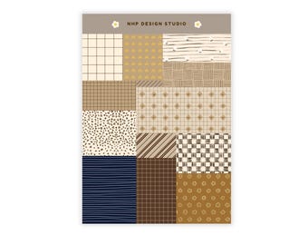 Hoja de pegatinas con estampado vintage n.° 4 de NHP DESIGN STUDIO para decorar diarios, cuadernos, agendas y libretas.