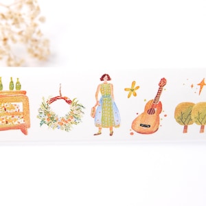 Ruban adhésif en Washi prédécoupé, biscuits au beurre, Lovely Girl de Zhiling || Échantillon de ruban adhésif washi de 100 cm pour la journalisation, la planification, le scrapbooking || cadeau déco