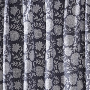 Beautiful Hand Block Printed Gray Fabric, Cotton Fabric, Indian Fabric, fabric by yard, Block Printed Cotton womens clothing Sewing robe