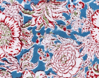 Indian Upholstery Fabric by the Yard Hand Block Print Floral Handmade Upholstery Thick Cotton Canvas Fabric for Cushions 49 Inches Wide