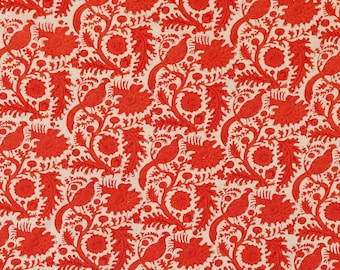 Cotton hand block print Fabric by the yard dress fabric, bird printed kids women dress making fabric Soft light weight Fabric width 44"