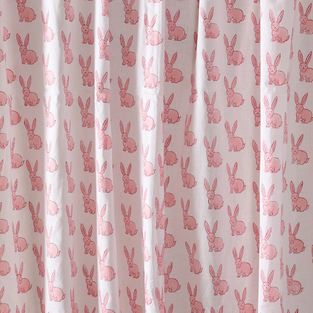 Soft Voile Cotton Fabric, Pink Rabbit Printed Fabric, Indian Fabric ...
