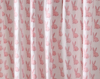 Soft Voile Cotton Fabric, Pink Rabbit Printed Fabric, Indian Fabric, Fabric Sold By Yard, Hand Printed Fabric, Dress Fabric Crafting Fabric