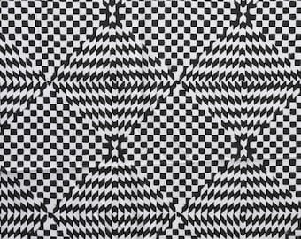 Black White Cotton Voile Fabric,By The Yard, Indian Handmade Block Check Printed Fabric, Natural Dye/Colors Fabric, Dress Quilting Material