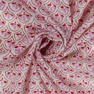 Hermosa tela estampada a mano, tela de algodón con estampado floral, tela india estampada en bloque, se vende cortada a medida, hermosa tela rosa