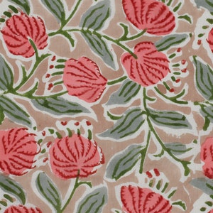 Lotus print cotton Fabric By Yard womens clothing casual dresses block print fabric indian fabric vegetable dyes beige block print dresses