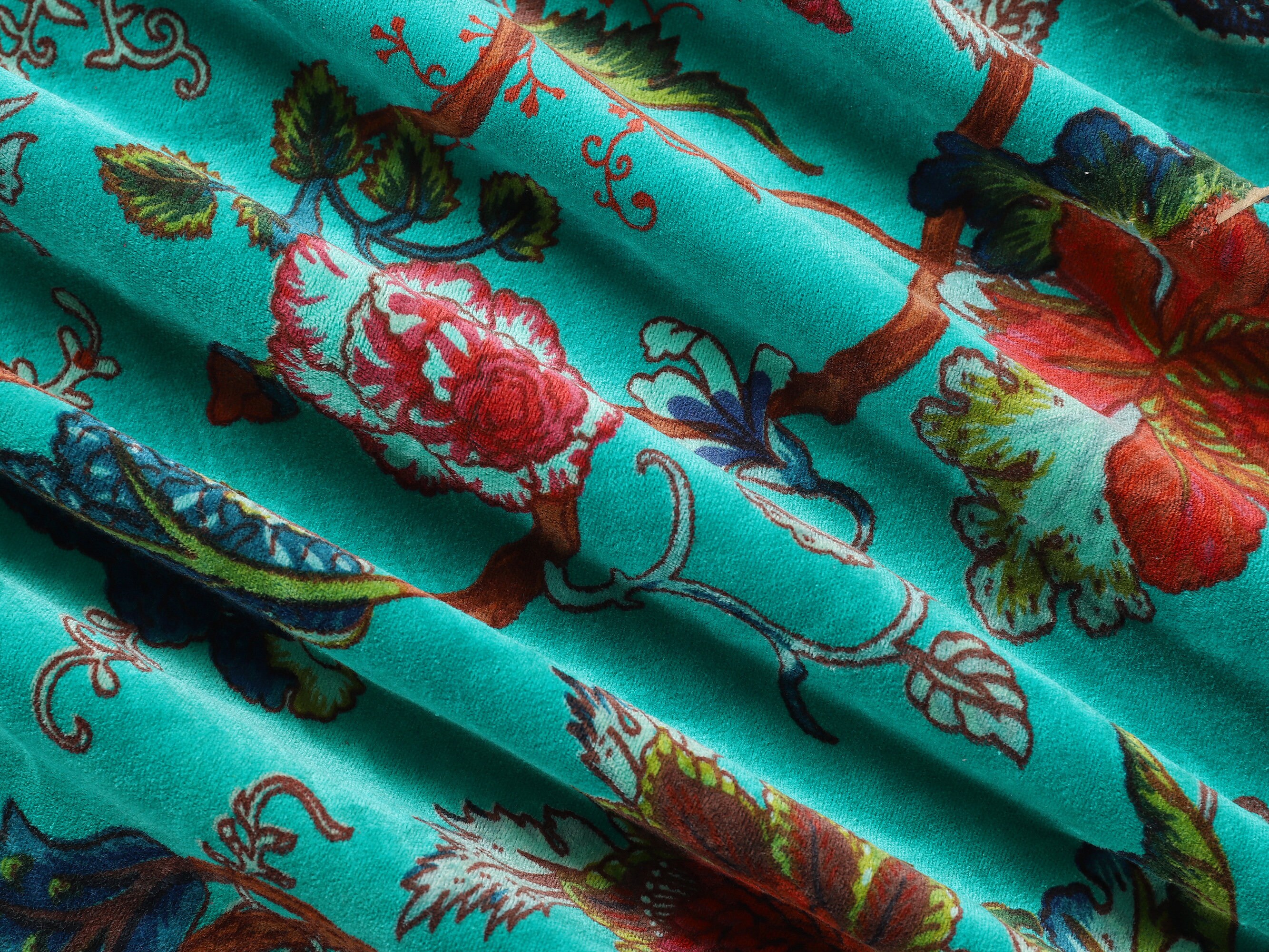 Velvet Fabric Floral Velvet Fabric Indian Fabric Printed Etsy