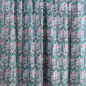 Green Floral Print Block Print Fabric, Indian Cotton Fabric, Dressmaking Fabric, Butterfly Print Cotton Fabric, Sewing Fabric, Kids Fabric