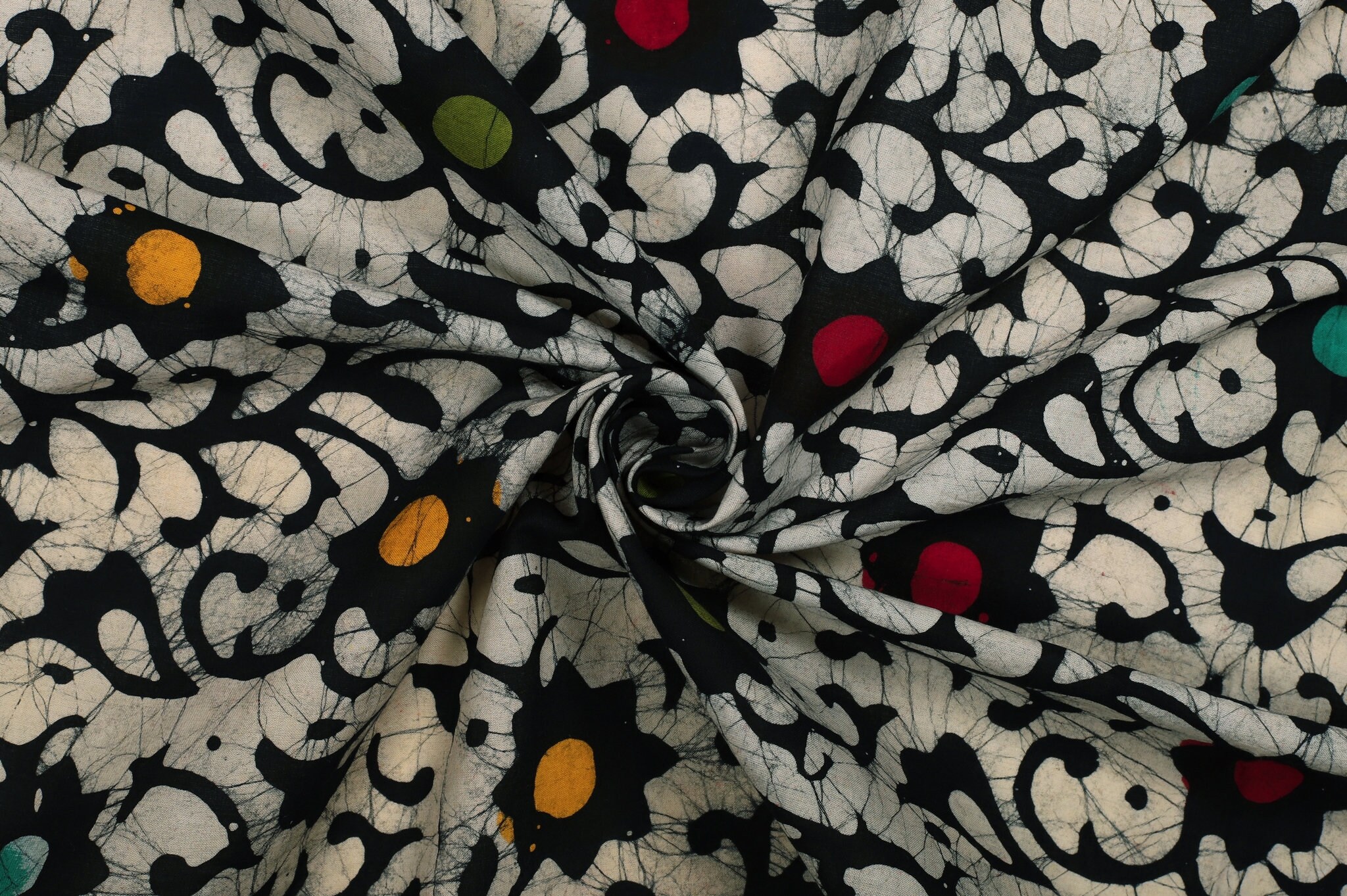 By the Yard of Black Batik Floral Printed Cotton Fabric Etsy