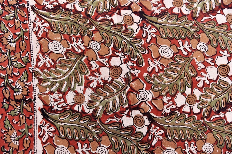 Kalamkari Indian Block Print Kalamkari Fabric by Yards Etsy