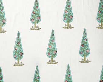 Green Hand Block print, printed cotton fabric, block printed fabric, Block print throw, block print dress big leaf print fabric by the yard