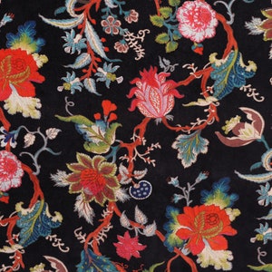 Tessuto in velluto indiano, stampa floreale a mano, tessuto al metro, larghezza 110 cm, tappezzeria, sedia, divano, tessuto per cuscini, velluto di cotone di colore nero