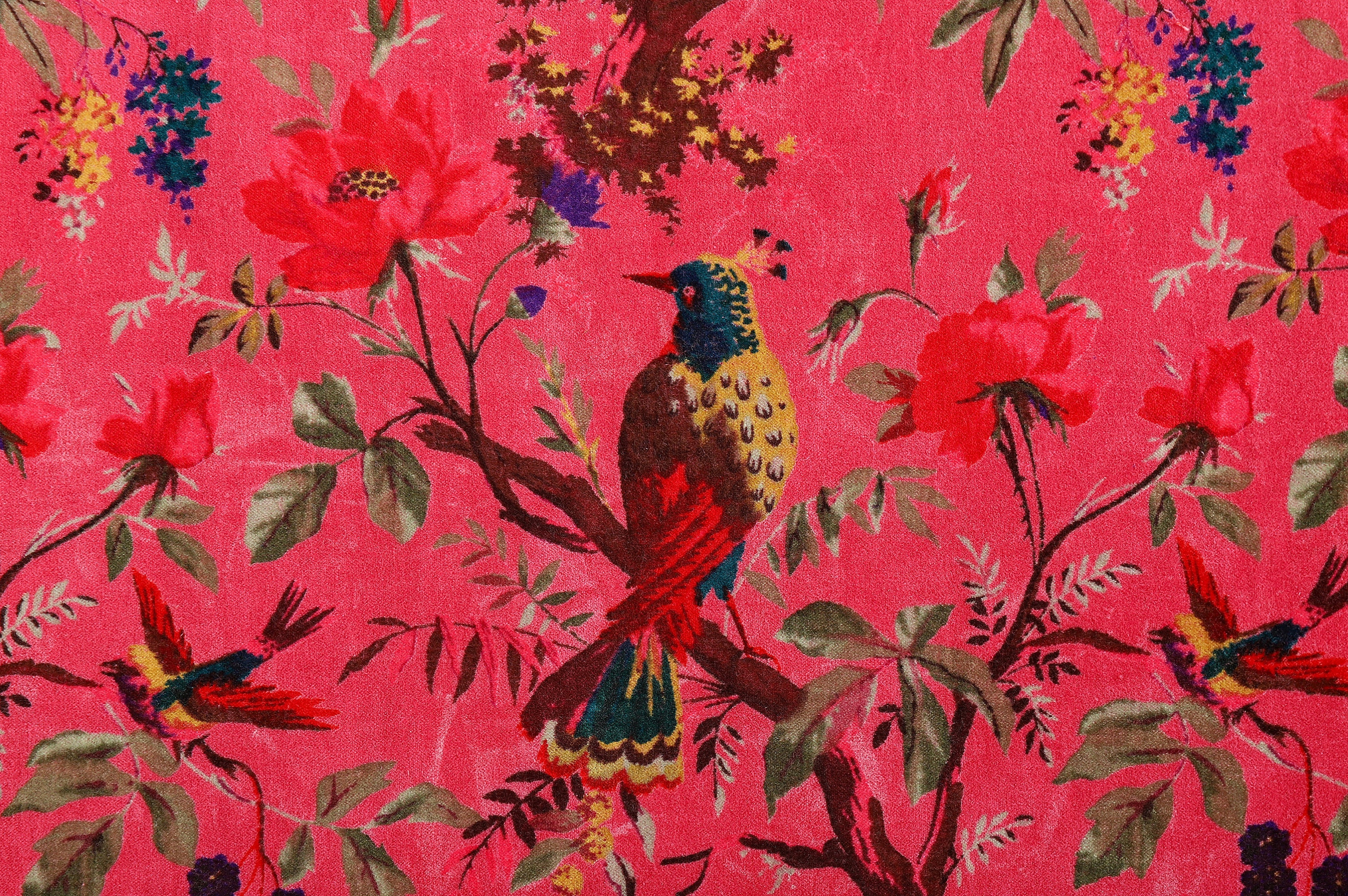 Visual Arts Dyeing & Batik printed Velvet Fabric Indian Fabric Floral