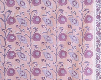 Poppy Print Lavender & Purple Hand block print, floral print, soft cotton fabric, Fabric floral fabric Sold by Yard Continous Cut 44" wide