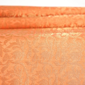 Indian Orange Brocade Fabric by the Yard Wedding Dress Banarasi Brocade Fabric Bridal Dress Material Sewing Crafting Fabric 44: Width