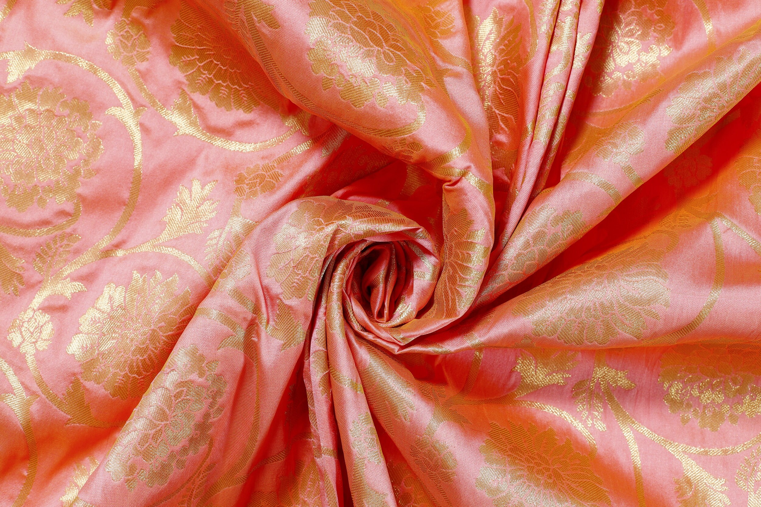 Light Pink Silk Jacquard Fabric by the Yard Banarasi Fabric Etsy