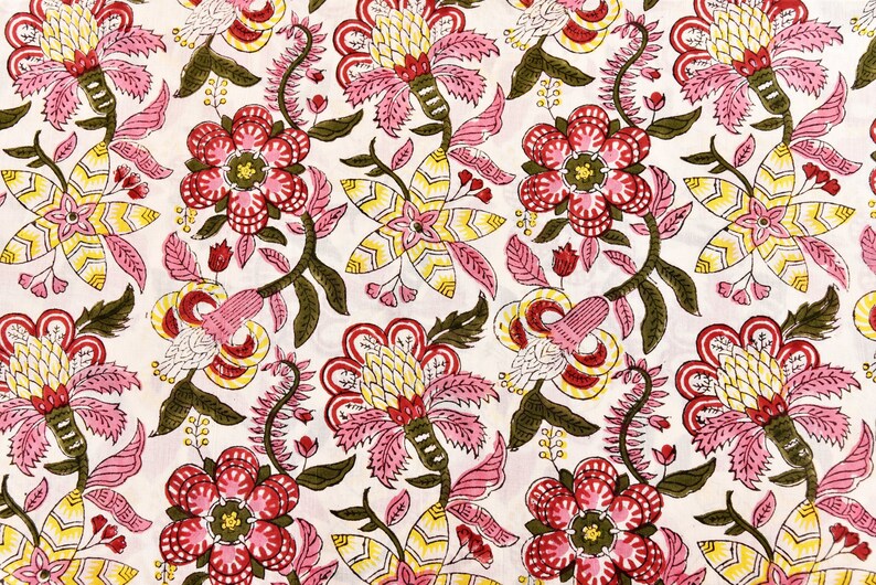 Block Printed Soft Cotton Fabric Dress Material Yardage Etsy