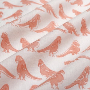 Beautiful Hand Block Printed Bird Fabric, Cotton Fabric, Indian Fabric, fabric by yard, Block Printed Cotton womens clothing robe Orange
