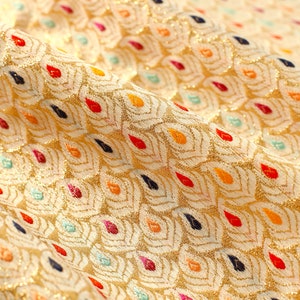 Indian Gold Silk Brocade Fabric by the Yard Banarasi Silk Fabric Brocade Fabric, Indian Silk, Wedding Dress Fabric, Banaras fabric Crafting