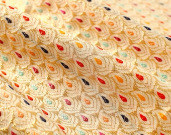 Indian Gold Silk Brocade Fabric by the Yard Banarasi Silk Fabric Brocade Fabric, Indian Silk, Wedding Dress Fabric, Banaras fabric Crafting