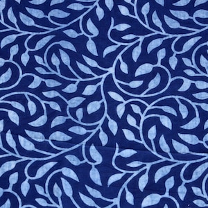 Indigo Fabric, Indigo Blue Cotton Fabric, Block Printed - vegetable dyed cotton fabric - cotton fabric by the Yard