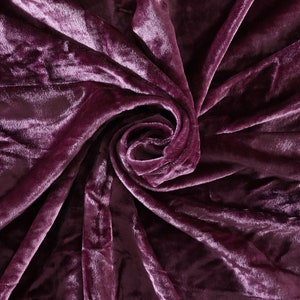 Purple Soft Rayon Crushed Stretch Velvet Fabric by the Yard for Ribbons, Headwraps, Clothes, Costumes, Crafts Dress Making 60"