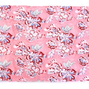 Beautiful Hand Block Printed Pink Fabric, Soft Cotton Fabric, Indian Fabric, Sold by yard, Block Printed Cotton womens clothing