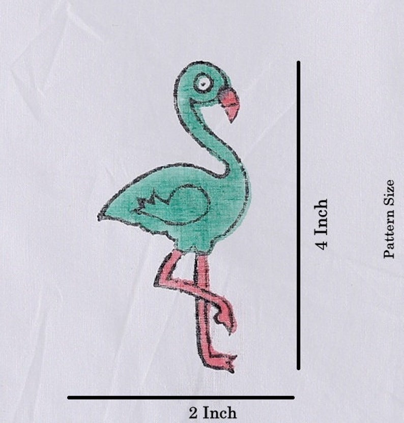 May include: A green flamingo with a pink beak and legs. The flamingo is standing on one leg and has its head tilted to the side. The flamingo is 4 inches tall and 2 inches wide.