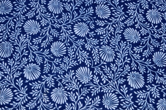 3 Yard Cotton Blue Bird Indian Hand Block Print Sewing Material Craft