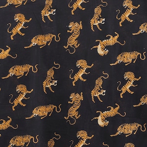 New Tiger Print Cotton Fabric, Black Gold Soft Cotton Fabric, Handmade Fabric, Dress Making Fabric, Kids Fabric By The Yard