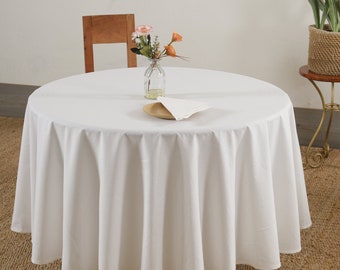 Nappe ronde en lin ronde Nappes personnalisées Linge de table classique Nappe de mariage Linge de table lavé à la pierre Nappe en coton