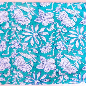 Beautiful Hand Block Print Fabric, Floral Print Cotton Fabric, Block Printed Indian Fabric Sold By Yard, Beautiful Green White Fabric