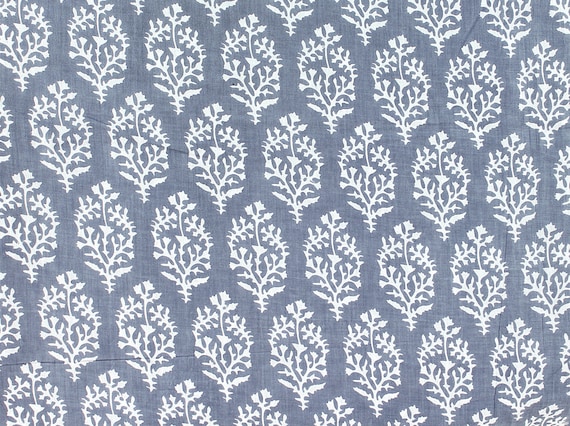 Screen Printed bohemian Cotton Fabric boho Summer Dress Fabric Indian cotton fabric by Yard quilting sewing cotton grey and white fabric
