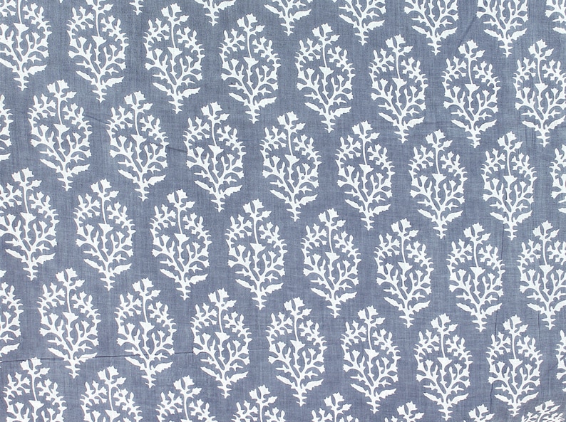 Screen Printed bohemian Cotton Fabric boho Summer Dress Fabric Indian cotton fabric by Yard quilting sewing cotton grey and white fabric
