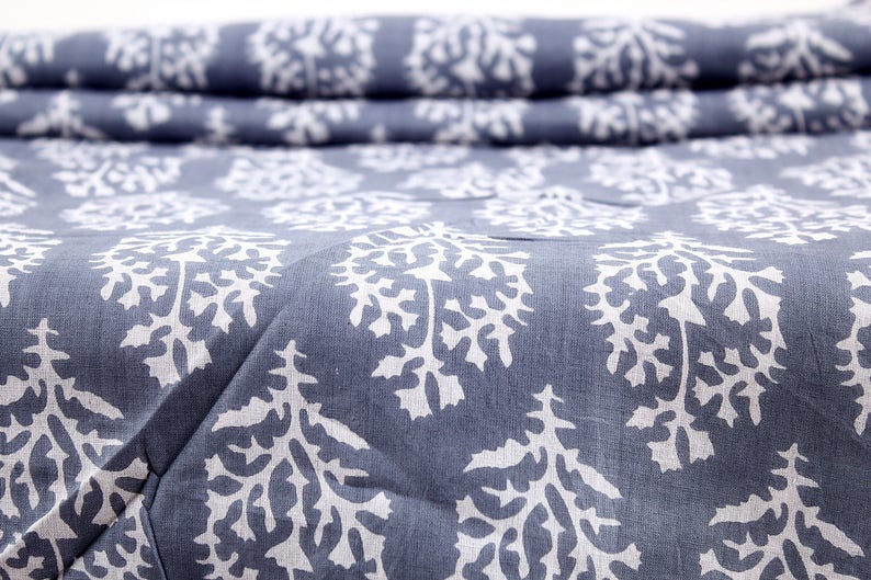 Screen Printed bohemian Cotton Fabric boho Summer Dress Fabric Indian cotton fabric by Yard quilting sewing cotton grey and white fabric