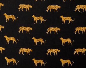 Animal Tiger Printed Indian Cotton Handmade Women Clothing Running Loose Craft Sewing Fabric By The Yard Throw Dressmaking Material Black