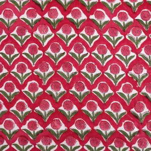 Pink Hand Block Printed Fabric, Cotton Fabric, Indian Fabric, fabric by yard, Block Printed Cotton womens dress sewing clothing fabric 110cm