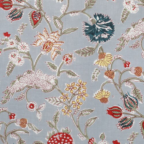 Jenny (blue) - blue floral abstract hand block printed A line cotton coord set