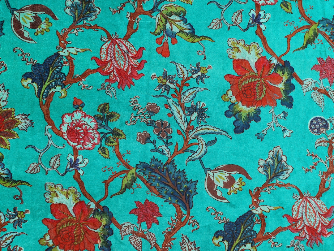 Velvet Fabric Floral Velvet Fabric Indian Fabric Printed Velvet Fabric