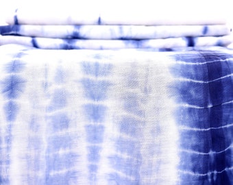 Sold By Yard Indigo Blue Fabric, Indian Fabric, Tie Dye Shibori Print Fabric, Indigo Shibori Fabric, Hand Dyed Fabric, Cotton Dress Fabric