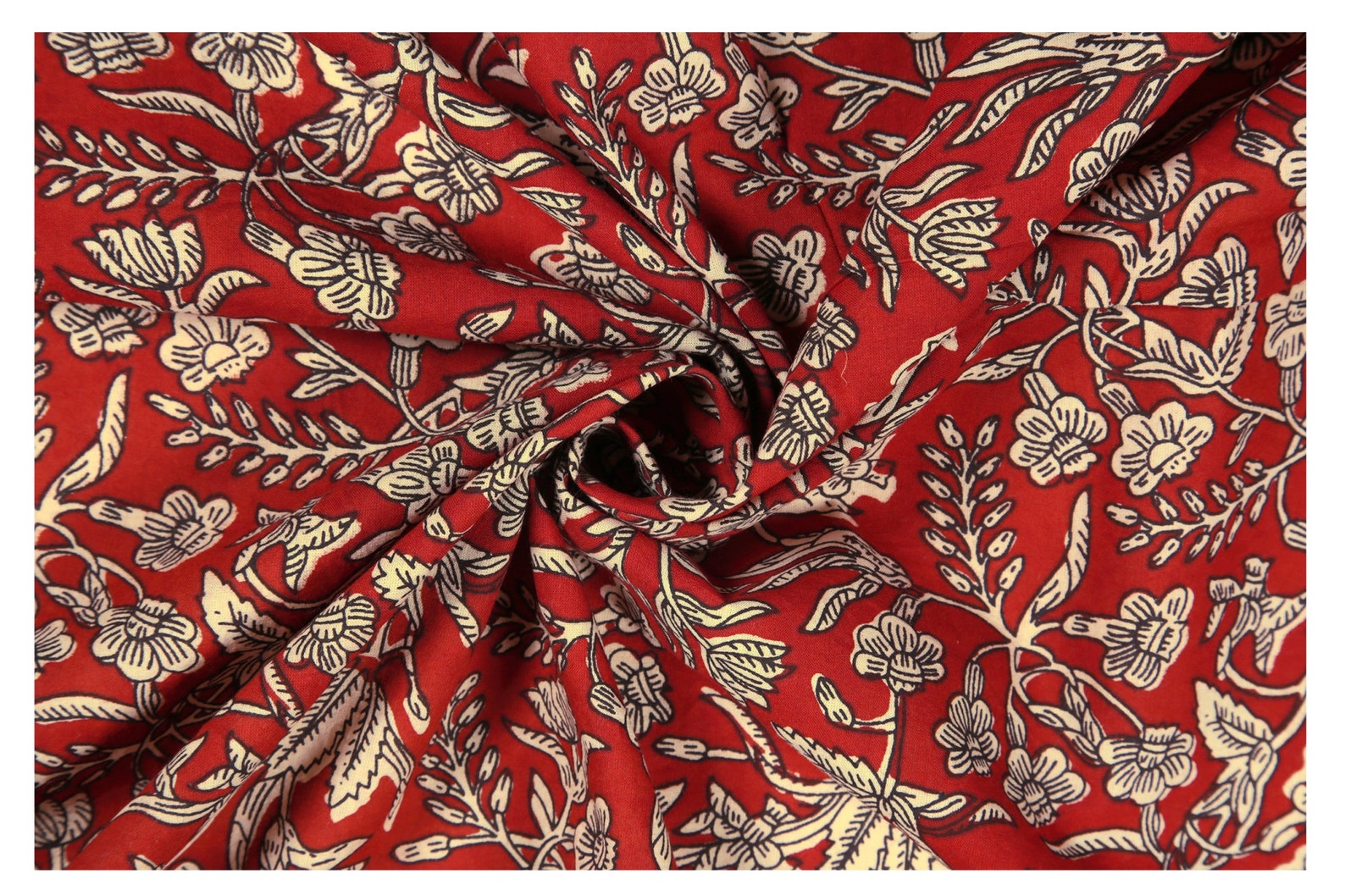 Red Block Print Fabric, Hand Block Print Cotton Fabric, Indian Fabric ...