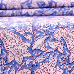 100% Pure Cotton Fabric Indian Handmade Block Printed Garment Fabric, Cloth Material Fabric, Cambric Hand Block Print Fabric voile By Yard