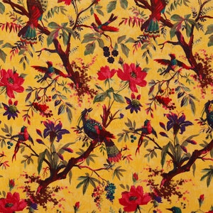 Yellow Bird printed velvet fabric velvet fabric by yard cotton velvet fabric upholstery fabric curtain fabric fabric for jacket