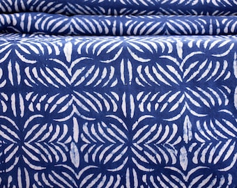 Sold By Yard Indigo Blue Cotton Batik Cotton Fabric, Shibori Mud cloth fabric,Hand Block Print Fabric, Indian Printed Cotton Fabric Abstract